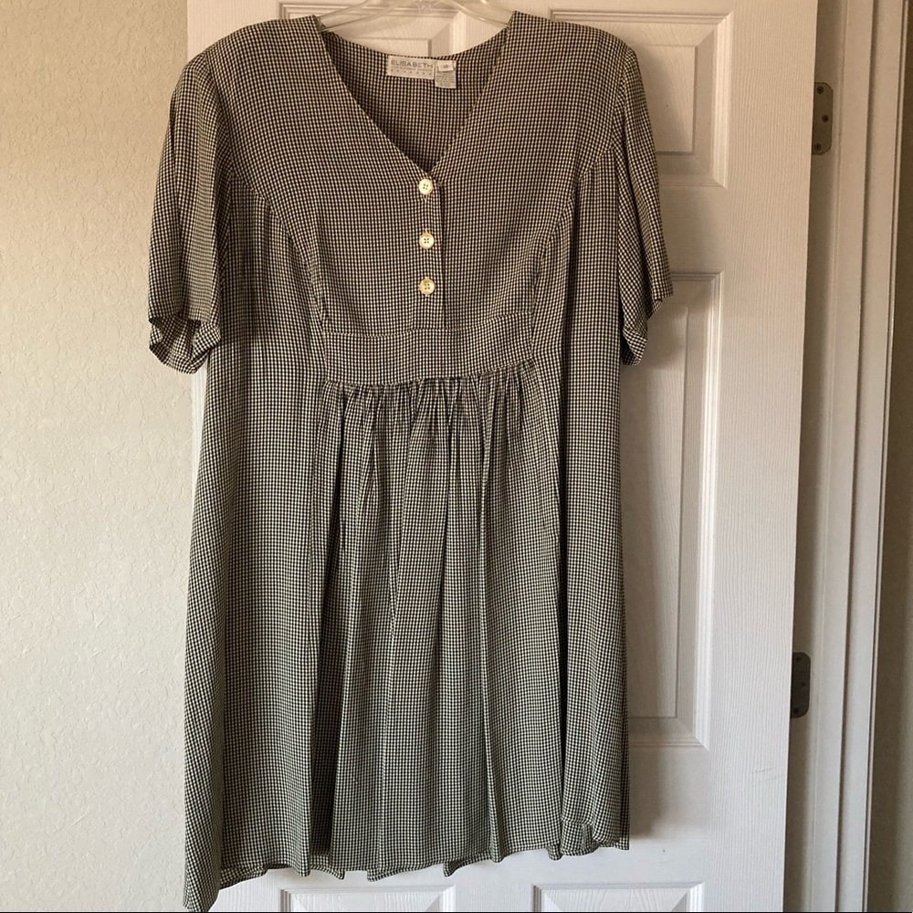 Vintage Elisabeth by Liz Claiborne black and cream V-neck dress  size 16